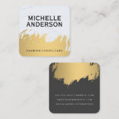 Imitate Gold Pinselgrau | Mode Stilvoll Quadratische Visitenkarte (Vorne/Hinten)