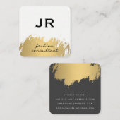 Imitate Gold Pinselgrau Quadratische Visitenkarte (Vorne/Hinten)