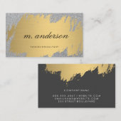 Imitate Gold Pinselgrau | Shimmer-Glitzer Visitenkarte (Vorne/Hinten)