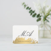 Imitate Gold Pinselgrau Visitenkarte (Stehend Vorderseite)