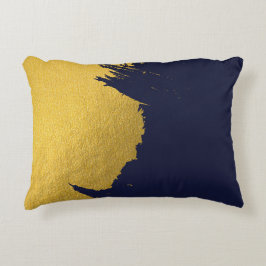 Imitate Gold Pinselstriche mit Navy Blue Backgroun Dekokissen