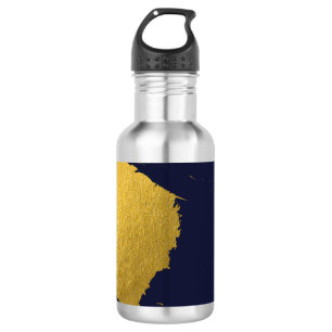 Imitate Gold Pinselstriche mit Navy Blue Backgroun Edelstahlflasche