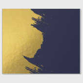 Imitate Gold Pinselstriche mit Navy Blue Backgroun Geschenkpapier (Flach)