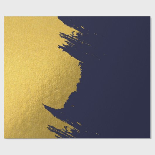 Imitate Gold Pinselstriche mit Navy Blue Backgroun Geschenkpapier (Flach)