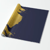 Imitate Gold Pinselstriche mit Navy Blue Backgroun Geschenkpapier (Ungerollt)