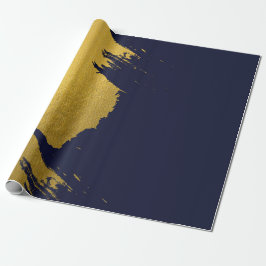 Imitate Gold Pinselstriche mit Navy Blue Backgroun Geschenkpapier