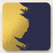 Imitate Gold Pinselstriche mit Navy Blue Backgroun Getränkeuntersetzer (Vorderseite)