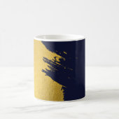 Imitate Gold Pinselstriche mit Navy Blue Backgroun Kaffeetasse (Mittel)