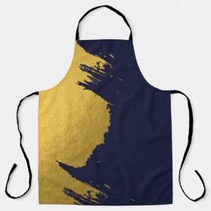 Imitate Gold Pinselstriche mit Navy Blue Backgroun Schürze