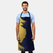Imitate Gold Pinselstriche mit Navy Blue Backgroun Schürze (Getragen)