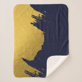 Imitate Gold Pinselstriche mit Navy Blue Backgroun Sherpadecke