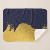 Imitate Gold Pinselstriche mit Navy Blue Backgroun Sherpadecke (Vorderseite (Horizontal))