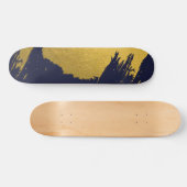 Imitate Gold Pinselstriche mit Navy Blue Backgroun Skateboard (Horizontal)