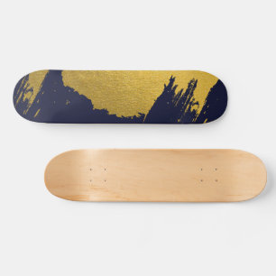 Imitate Gold Pinselstriche mit Navy Blue Backgroun Skateboard