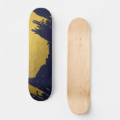 Imitate Gold Pinselstriche mit Navy Blue Backgroun Skateboard (Vorderseite)