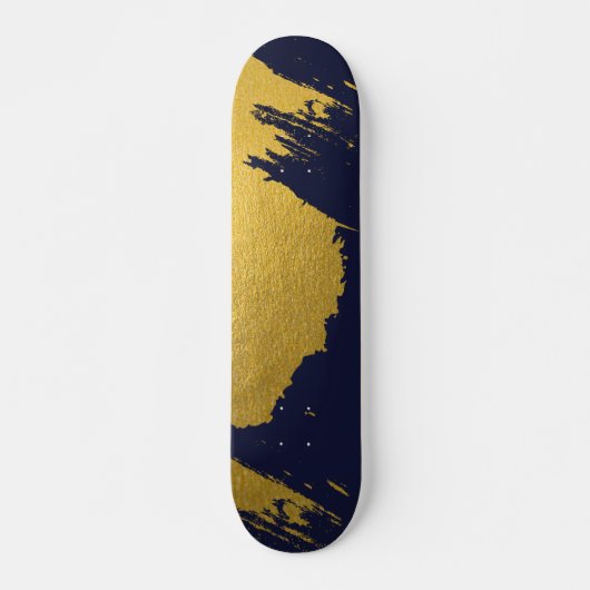 Imitate Gold Pinselstriche mit Navy Blue Backgroun Skateboard (Vorne)