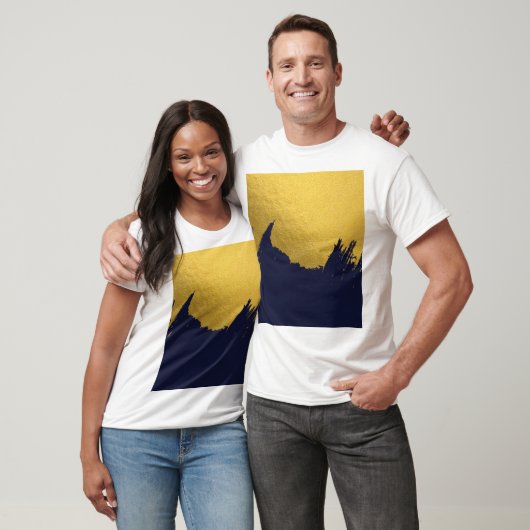 Imitate Gold Pinselstriche mit Navy Blue Backgroun T-Shirt (Unisex)