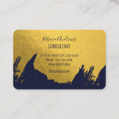 Imitate Gold Pinselstriche mit Navy Blue Backgroun Visitenkarte (Rückseite)