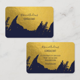 Imitate Gold Pinselstriche mit Navy Blue Backgroun Visitenkarte