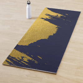 Imitate Gold Pinselstriche mit Navy Blue Backgroun Yogamatte