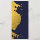 Imitate Gold Pinselstriche Navy Blue Monogram Wedd Menükarte (Rückseite)