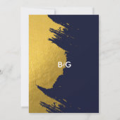Imitate Gold Pinselstriche und Navy Blue mit Monog Save The Date (Rückseite)