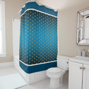 Imitate Gold Polka Dots auf blauem Strahl Duschvorhang