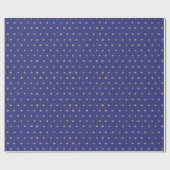 Imitate Gold Polka Dots auf Dark Periwinkle Blue Geschenkpapier (Flach)