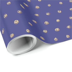 Imitate Gold Polka Dots auf Dark Periwinkle Blue Geschenkpapier
