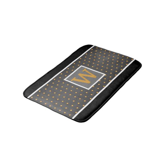 Imitate Gold Polka Dots auf Grau Gradient Badematte (Schrägansicht)