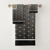 Imitate Gold Polka Dots auf Grau Gradient Badhandtuch Set (Insitu)