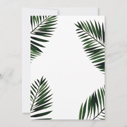 Imitate Gold Rahmen mit Palm Hochzeitsempfang Einladung (Rückseite)