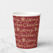 Imitate Gold & Red Frohe Weihnachtsbriefe Pappbecher (Rückseite)