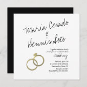Imitate Gold Ring Letter Wedding Einladung (Vorne/Hinten)