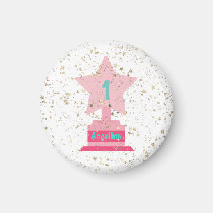 Imitate Gold Rosa Aquamarine Trophäen Sterne Girly Magnet