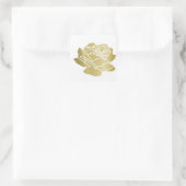 Imitate Gold Rose Blume, hübsche Blumenhochzeit Quadratischer Aufkleber (Tasche)