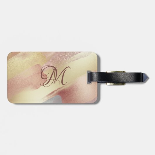 Imitate Gold Rose Gold Monogram Gepäckanhänger (Rückseite horizontal)