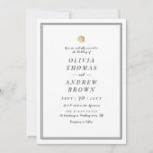 Imitate Gold Rose Schwarz-Weiß minimalistische Hoc Einladung (Vorderseite)