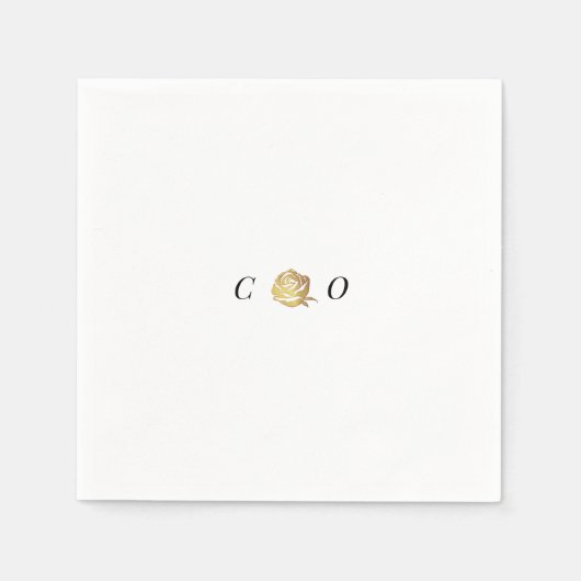 Imitate Gold Rose Schwarz-Weiß minimalistische Hoc Serviette (Vorderseite)