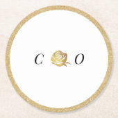 Imitate Gold Rose Schwarz-Weiß minimalistische Mon Runder Pappuntersetzer (Vorderseite)