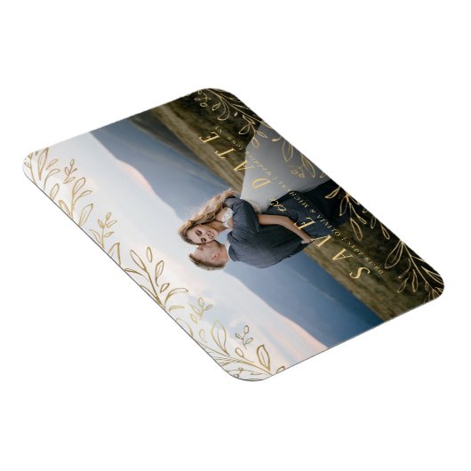 Imitate Gold rustikales botanisches Foto Save the  Magnet (Rechte Seite)