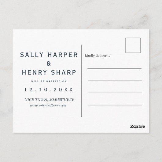 Imitate Gold Save the Date botanische Postkarte (Rückseite)