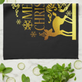 Imitate Gold Schwarz Frohe Weihnachtsküche Handtuc Geschirrtuch (Gefaltet)