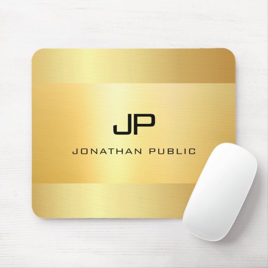 Imitate Gold Schwarz Moderne, elegante Monogram-Vo Mousepad (Mit Mouse)