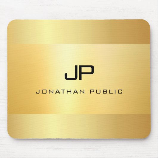 Imitate Gold Schwarz Moderne, elegante Monogram-Vo Mousepad (Vorne)