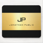 Imitate Gold Schwarz Moderne, elegante Monogram-Vo Mousepad (Vorne)