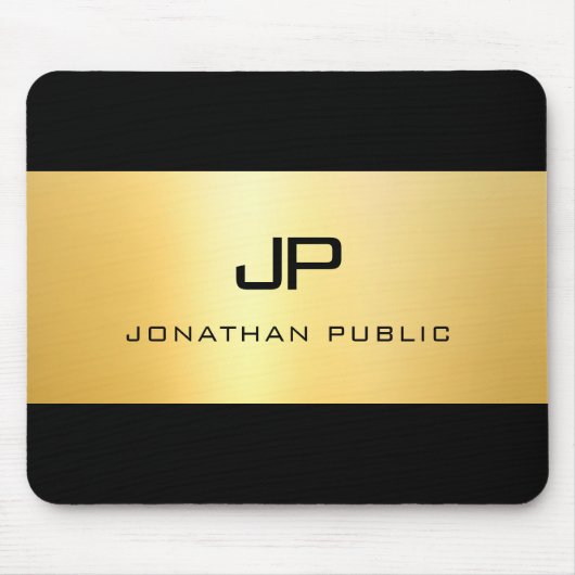 Imitate Gold Schwarz Moderne, elegante Monogram-Vo Mousepad (Vorne)