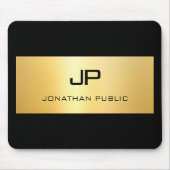 Imitate Gold Schwarz Personalisiert Moderne Elegan Mousepad (Vorne)