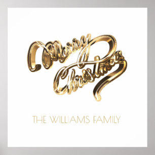 Imitate Gold Script Elegant Frohe Weihnachten Poster