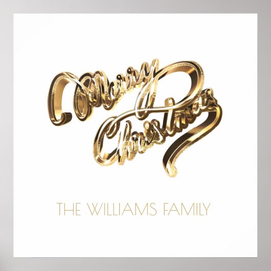 Imitate Gold Script Elegant Frohe Weihnachten Poster (Vorne)